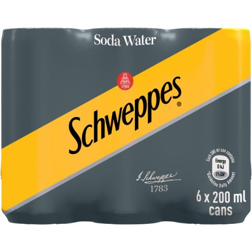 SCHWEPPES SODA WATER CAN 200ML x 6