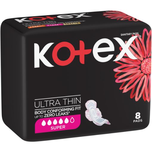 KOTEX PADS ULTA THIN  BLACK SUP+WINGS