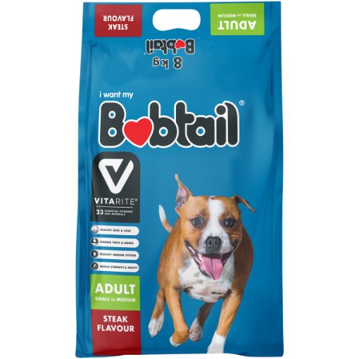 BOBTAIL DOG FOOD SM ADULT MIN CHUNKS STEAK 8KG