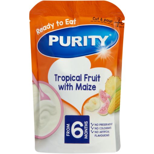 PURITY PUREED B/FOOD T/FRUIT&MAIZE 100G