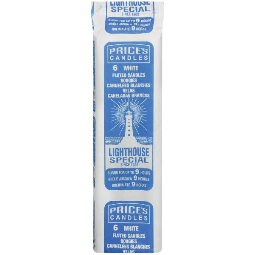 LIGHTHOUSE FLUTED CANDLES WHT