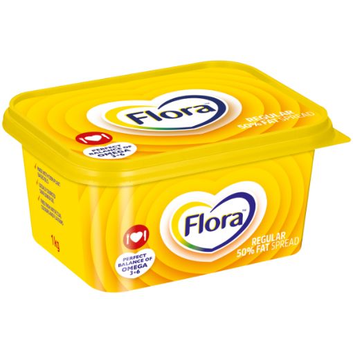 FLORA MARGARINE MEDIUM FAT SPREAD REG TUB