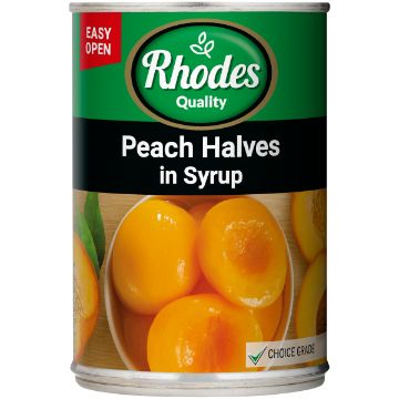 RHODES PEACH HALVES IN SYRUP 410G