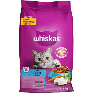 WHISKAS CAT FOOD DRY ADULT  O/FISH 2.7KG