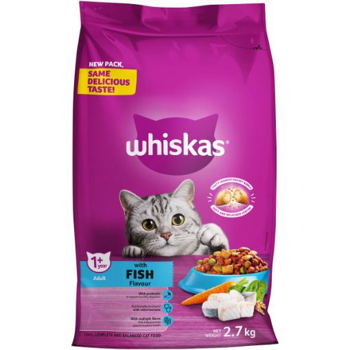 WHISKAS CAT FOOD DRY ADULT  O/FISH 2.7KG