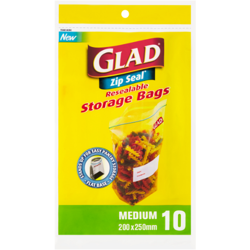 GLAD STORAGE PANTRY ZIP SEAL MED  1 x 10`S